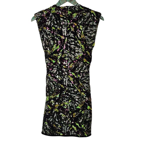 ZARA Multi-color Sequin Mini Dress Deep V-Neck Limited Edition, NWOT, Sz. XS - Picture 4 of 12